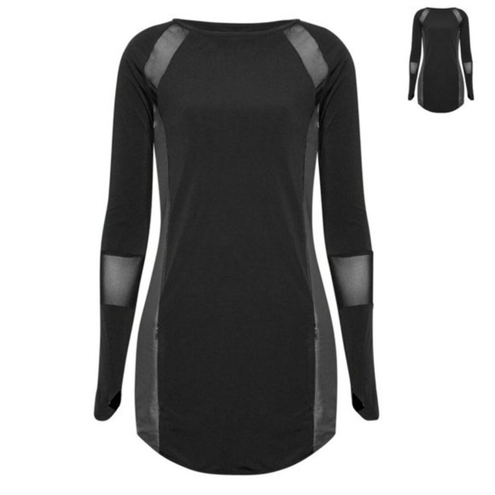 Anatomie Nunia Tunic Top Black Mesh Panel Zip Pocket Travel Tech Wear SZ S